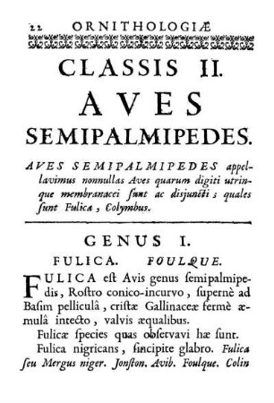 Classis II. Aves Semipalmipedes