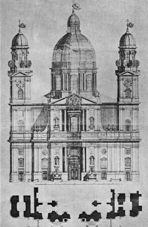 Theatinerkirche St. Kajetan, Fassadengrund- und Aufriss