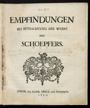 Empfindungen Bei Betrachtung Der Werke Des Schoepfers