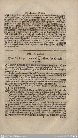 Das IX. Capitel. Von der Proportion und Theilung der Stücke ins geimein.
