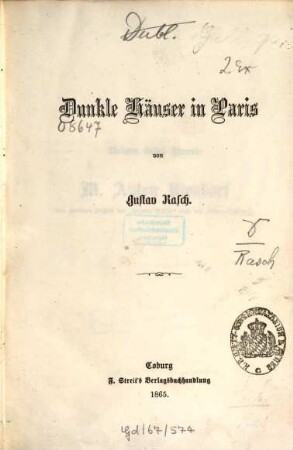 Dunkle Häuser in Paris von Gustav Rasch