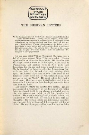 The Sherman Letters : Correspondence between General and Senator (John) Sherman from 1837 to 1891. Edited by Rachel Sherman Thorndike. With Portraits