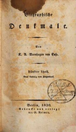 Biographische Denkmale. 5., Leben des Grafen Ludwig von Zinzendorf