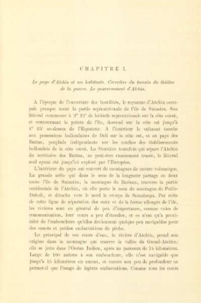 Chapitre I. Le pays d'Atchin et ses habitants...