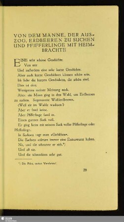 Von Dem Manne, Der Auszog, Erdbeeren Zu Suchen Und Pfifferlinge Mit Heimbrachte