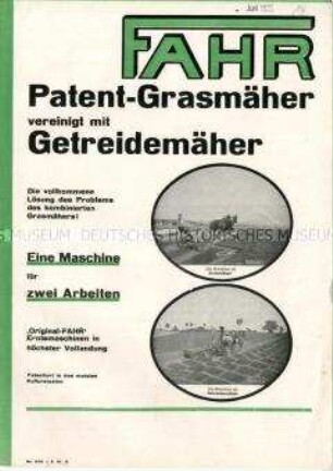 Grasmäher mit Getreidemäher