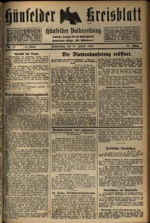 Erste Ausgabe vom Donnerstag, den 23. Januar 1930.