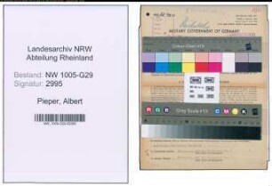 Entnazifizierung Albert Pieper , geb. 07.08.1892 (Bahninspektor)