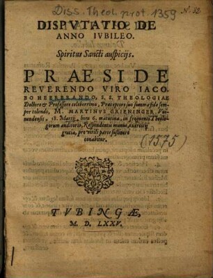Dispvtatio De Anno Ivbileo