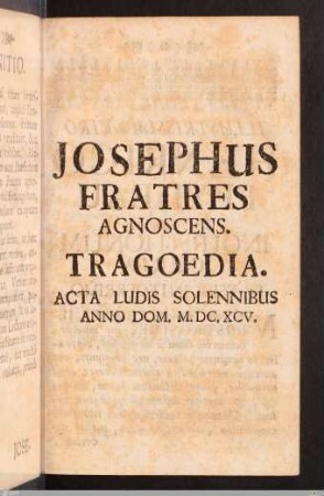 Josephus Fratres Agnoscens. Tragoedia.