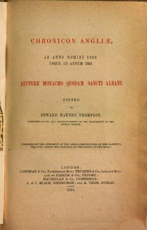 Chronicon Angliae : ab Anno Domini 1328 usque ad annum 1388