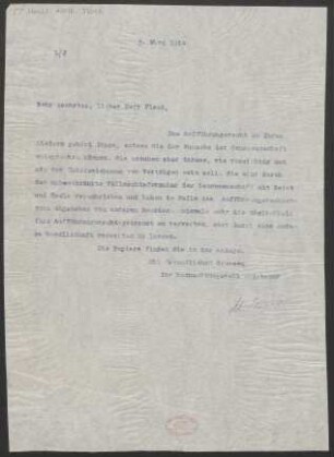 Brief an Fritz Fleck : 05.03.1914