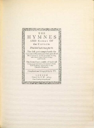 The hymnes and songs of the church