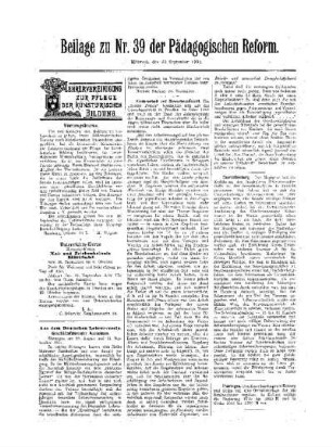 Aus dem Deutschen Lehrerverein : Beilage zu Nr. 39 der Pädagogischen Reform