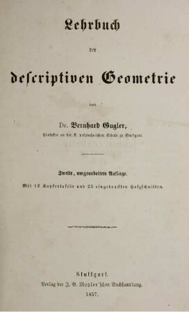 Text: Lehrbuch der descriptiven Geometrie. Text