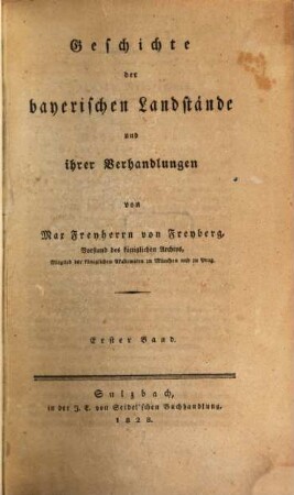 Geschichte der bayerischen Landstände und ihrer Verhandlungen, 1