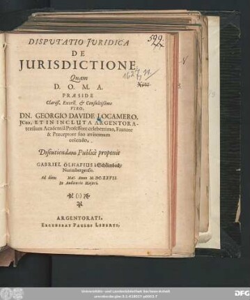 Disputatio Iuridica De Iurisdictione