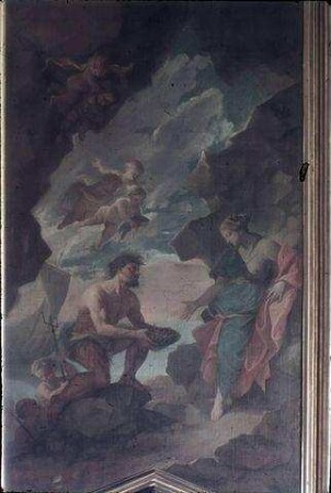Poseidon wirbt mit Geschenken des Wassers um Amphitrite