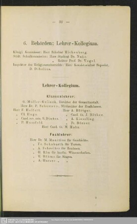 6. Behörden; Lehrer-Kollegium