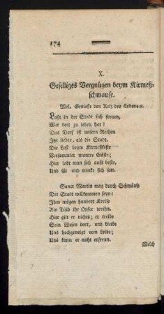 X. Geselliges Vergnügen beym Kirmeßschmause