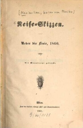 Reise-Skizzen : Ueber die Linie, 1860