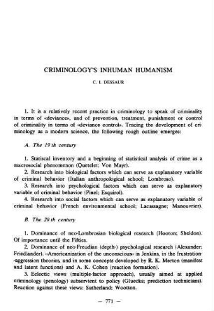 771-778, Criminology's inhuman humanism