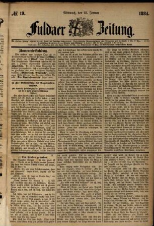 Ausgabe vom Mittwoch, den 23. Januar 1884.