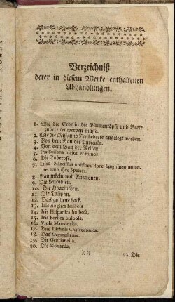 Verzeichniß derer in diesem Werke enthaltenen Abhandlungen.