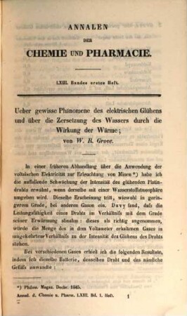 Annalen der Chemie und Pharmacie : vereinigte Zeitschrift des Neuen Journals der Pharmacie für Ärzte, Apotheker und Chemiker u. des Magazins für Pharmacie und Experimentalkritik, 63. 1847