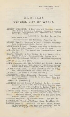 Mr. Murray's general list of works