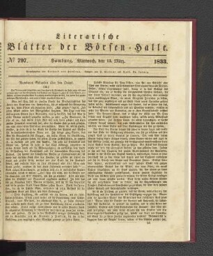 No. 797. Hamburg. Mittwoch, den 13. März. 1833.