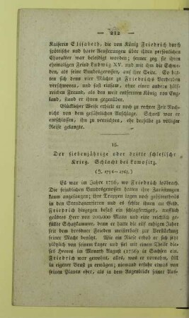 15. Der siebenjährige oder dritte schlesische Krieg. Schlacht bei Lowositz. (J. 1756 - 1763.)