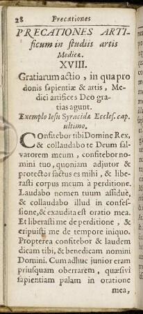 Precationes Artificum in studiis artis Medicæ.