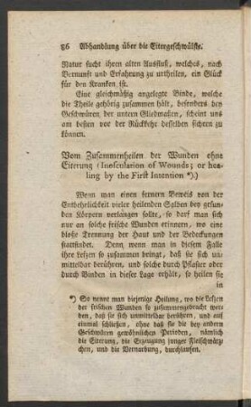 Vom Zuammenheilen der Wunden ohne Eiterung (Inosculation of Wounds; or healing by the First Intention)