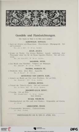 Gemälde und Handzeichnungen (Nr. 1-128)