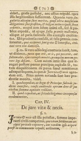 Cap. IV. De jure vitæ & necis