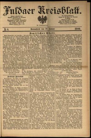 Erste Ausgabe vom Samstag, den 20. Januar 1900.