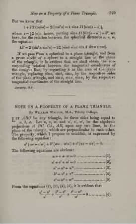 Note on a property of a plane triangle.