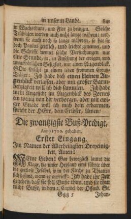Die zwantzigste Buß-Predigt, Anno 1720. gehalten.