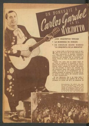Un homenaje a Carlos Gardel en el Marzotto