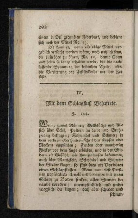 IV. Mit dem Schlagfluß Behaftete.