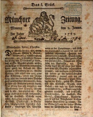 Münchner Zeitung. 1769
