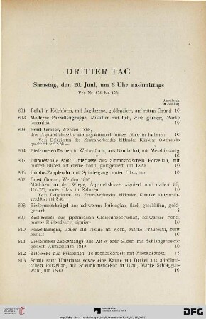 Dritter Tag: Samstag, den 20. Juni, um 3 Uhr nachmittags (Nr. 801-1204)