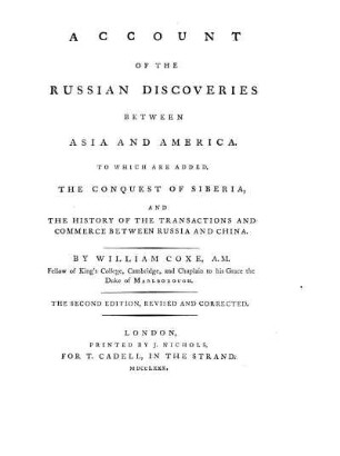 Account of the Russian discoveries between Asia and America