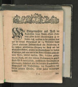 [Verordnung wegen der Schrangen-Accise.]