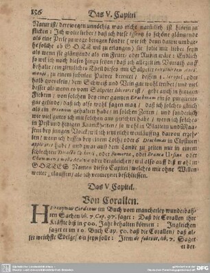 Das V. Capitel. Von Corallen.