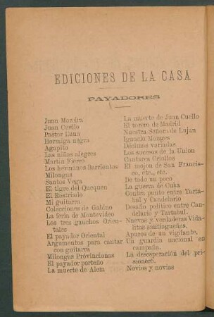 [Publicidad] Ediciones de la casa - Payadores