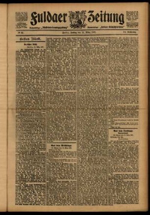 Erste Ausgabe vom Freitag, den 15. März 1907.