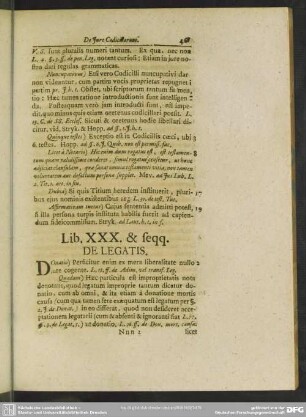 Lib. XXX. & seqq. De Legatis