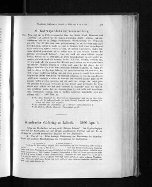 Wendischer Städtetag zu Lübeck. - 1500 Apr. 6.